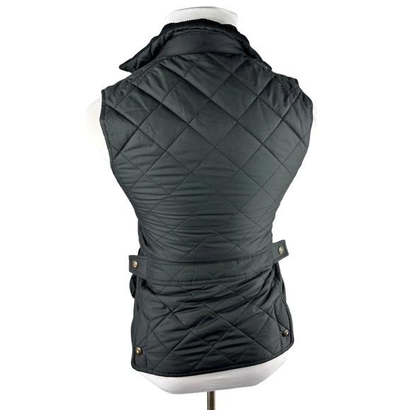 Polo Ralph Lauren Diamond Quilted Vest XS Black Full Zip Corduroy Collar Belt - Picture 13 of 16